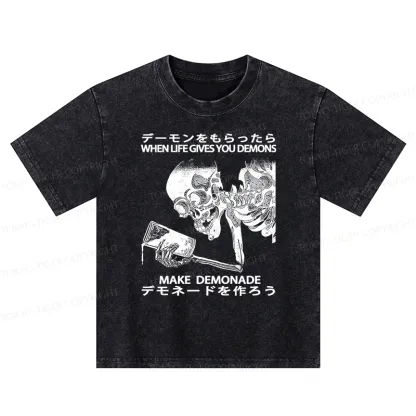 Tokyo-Tiger Make Demonade Funny Kids Washed T-Shirt
