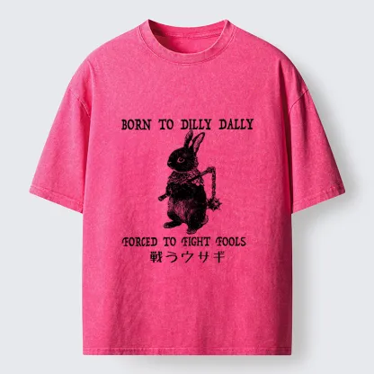 Tokyo-Tiger Fighting Rabbits Washed T-Shirt