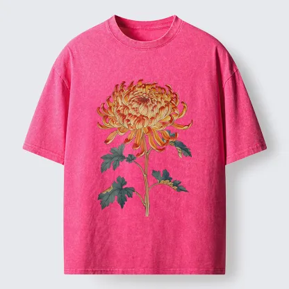 Tokyo-Tiger Japanese Chrysanthemum Washed T-Shirt