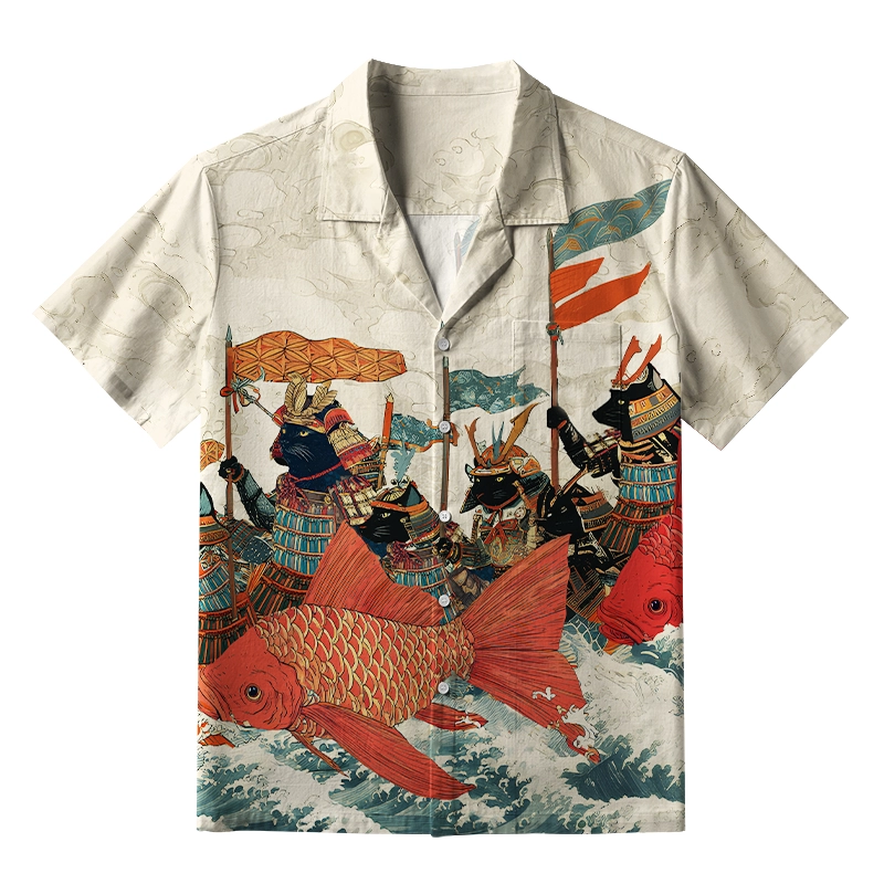 Tokyo-Tiger Marching Rat Samurai Aloha Hawaiian Shirt