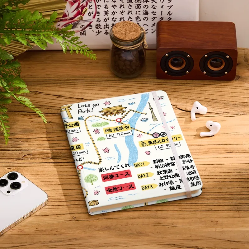 Tokyo-Tiger Tokyo's Famous Attractions Roadmap White Notebook