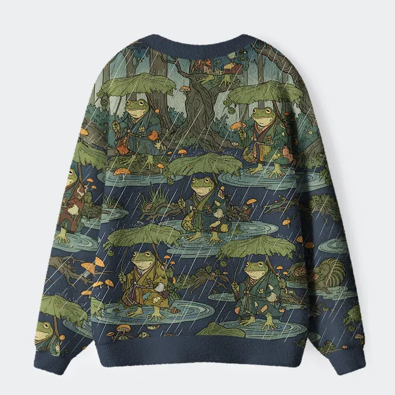 Tokyo-Tiger Frog in The Rain Ugly Cardigan Sweater