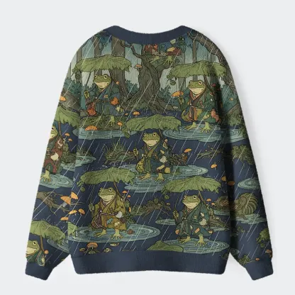 Tokyo-Tiger Frog in The Rain Ugly Cardigan Sweater