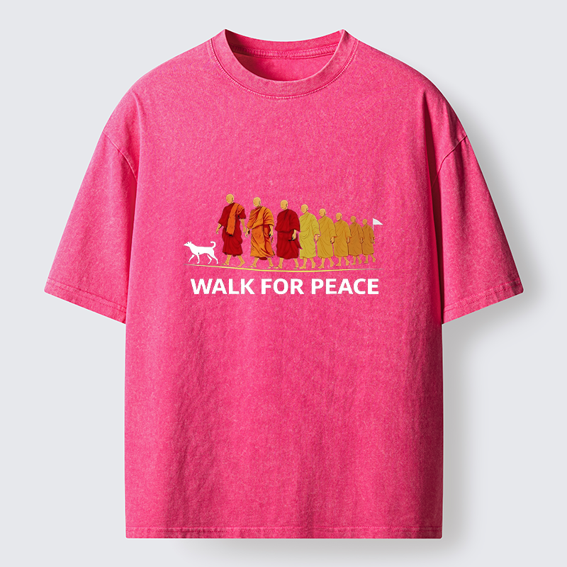 Tokyo-Tiger Walk For Peace Monks And Dog Washed T-Shirt