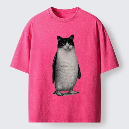 Tokyo-Tiger Penguin Cat Washed T-Shirt