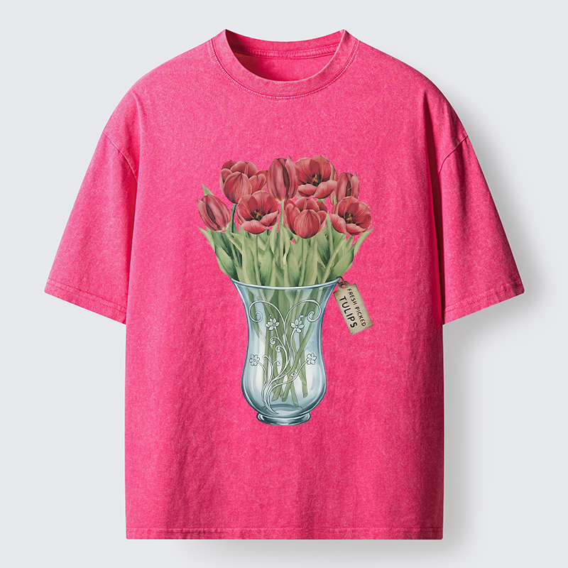 Tokyo-Tiger A Bunch Of Tulips Washed T-Shirt