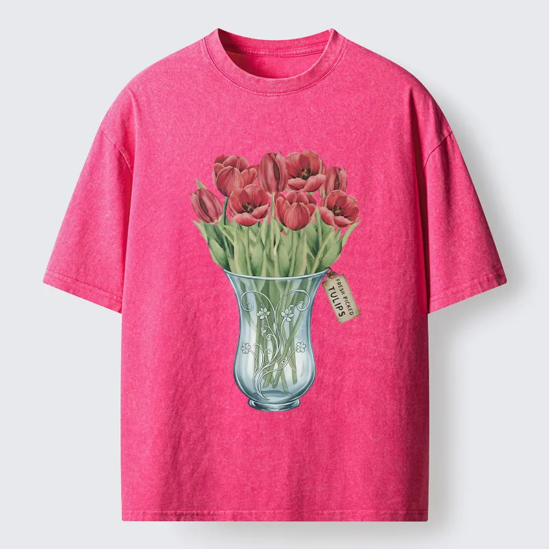 Tokyo-Tiger A Bunch Of Tulips Washed T-Shirt