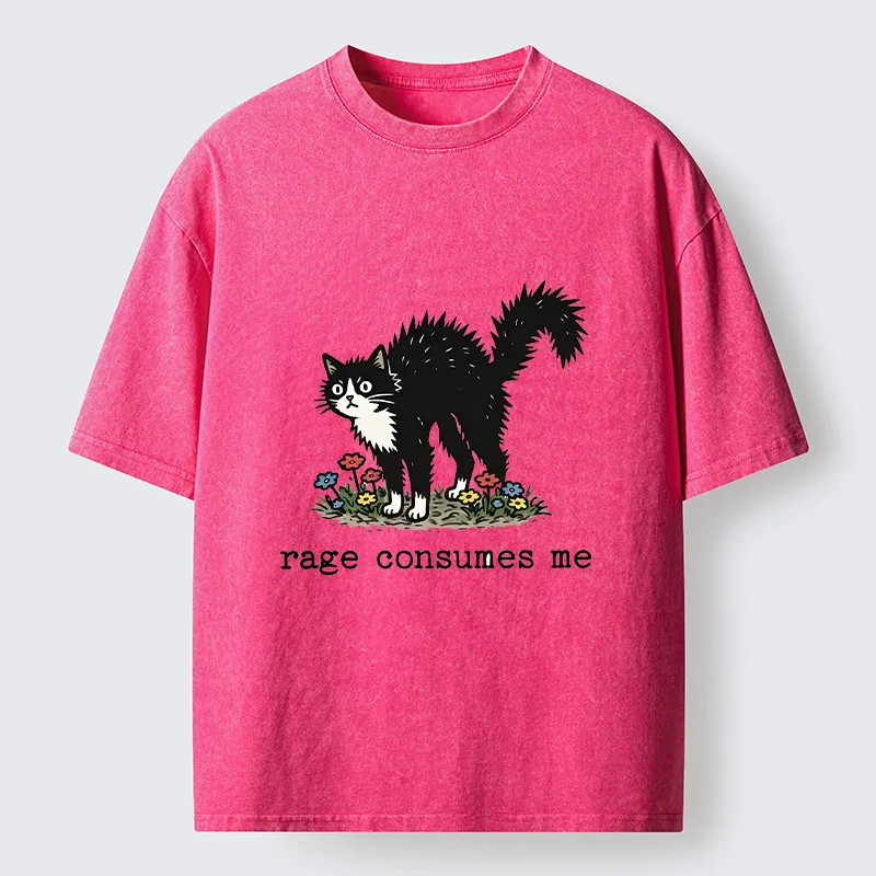 Tokyo-Tiger Angry Tuxedo Cat Washed T-Shirt