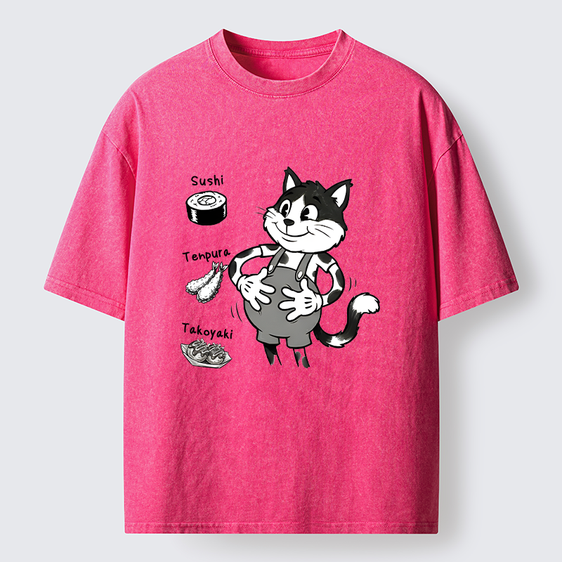 Tokyo-Tiger Cute Cat That's Full Washed T-Shirt
