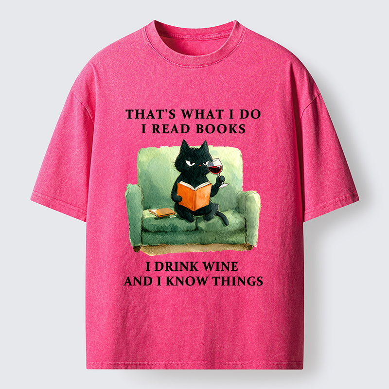 Tokyo-Tiger Cat That Reads And Drinks Washed T-Shirt