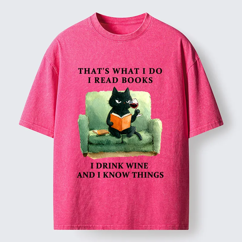 Tokyo-Tiger Cat That Reads And Drinks Washed T-Shirt