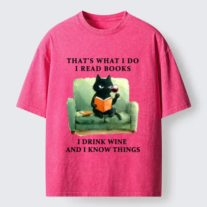 Tokyo-Tiger Cat That Reads And Drinks Washed T-Shirt