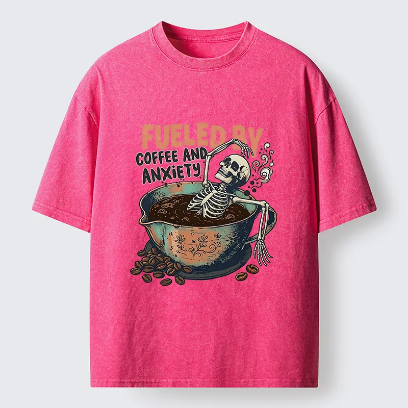 Tokyo-Tiger Skeleton Taking A Bath In Coffee Washed T-Shirt