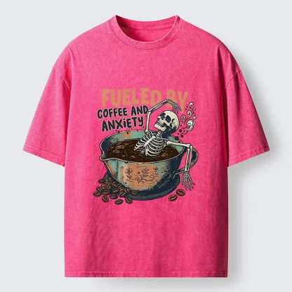 Tokyo-Tiger Skeleton Taking A Bath In Coffee Washed T-Shirt