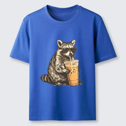 Tokyo-Tiger Raccoon Drinking Coffee Funny Classic T-Shirt
