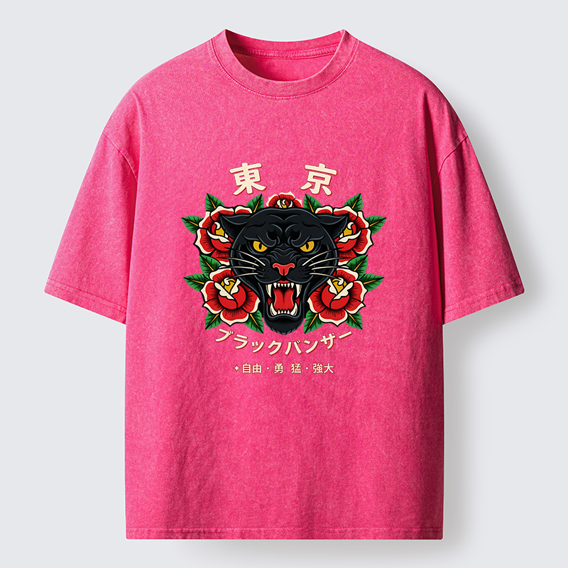 Tokyo-Tiger Tokyo Black Panther Washed T-Shirt