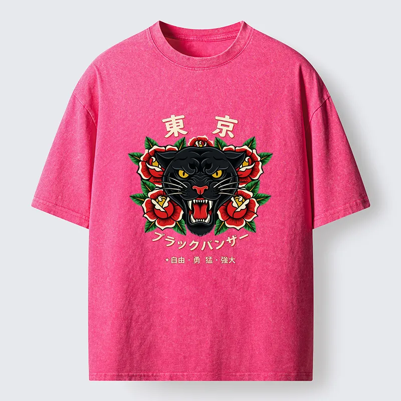 Tokyo-Tiger Tokyo Black Panther Washed T-Shirt