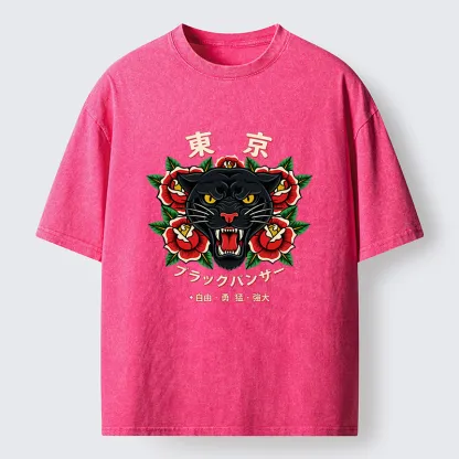 Tokyo-Tiger Tokyo Black Panther Washed T-Shirt
