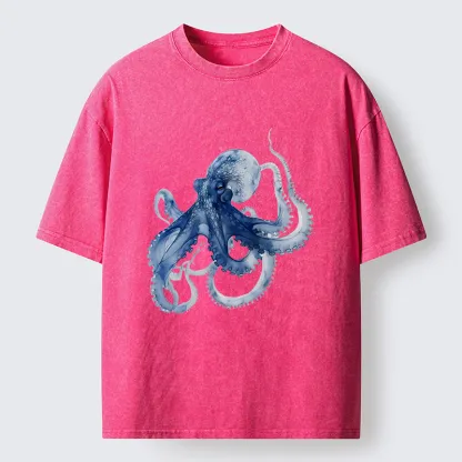Tokyo-Tiger Blue Octopus Washed T-Shirt