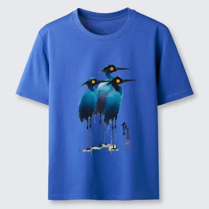 Tokyo-Tiger Great Blue Heron Ink Painting Classic T-Shirt