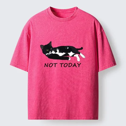 Tokyo-Tiger Cat Said Not Today Washed T-Shirt