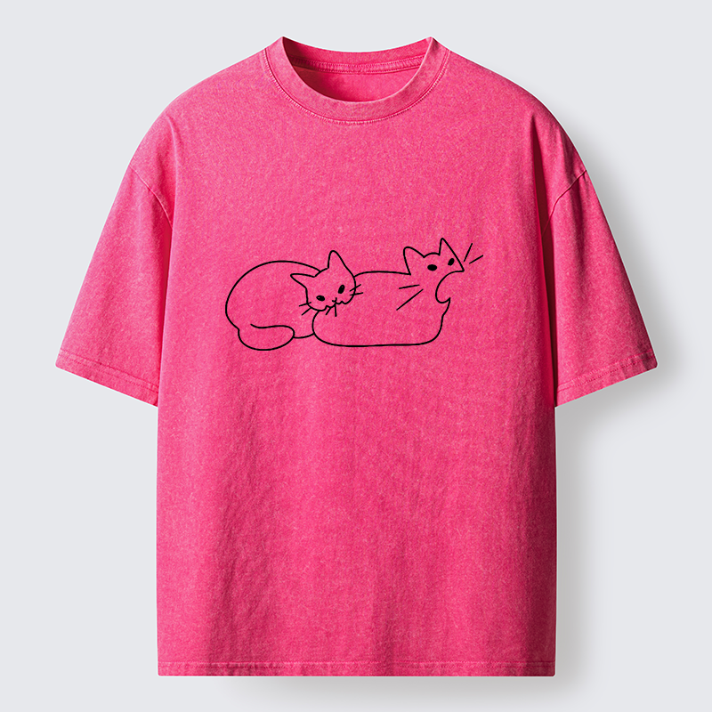 Tokyo-Tiger Cat Bites Cat Washed T-Shirt