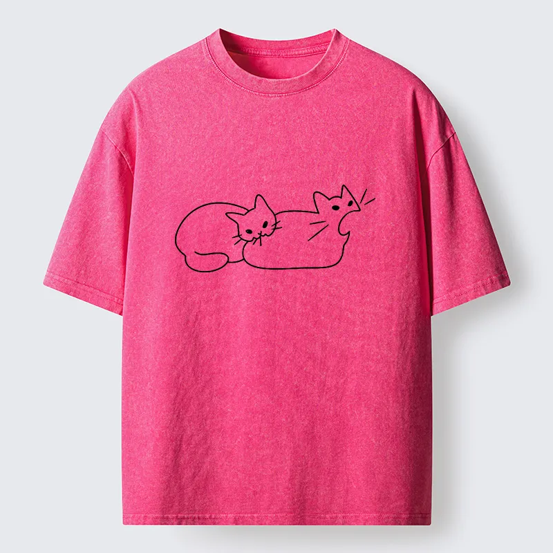 Tokyo-Tiger Cat Bites Cat Washed T-Shirt