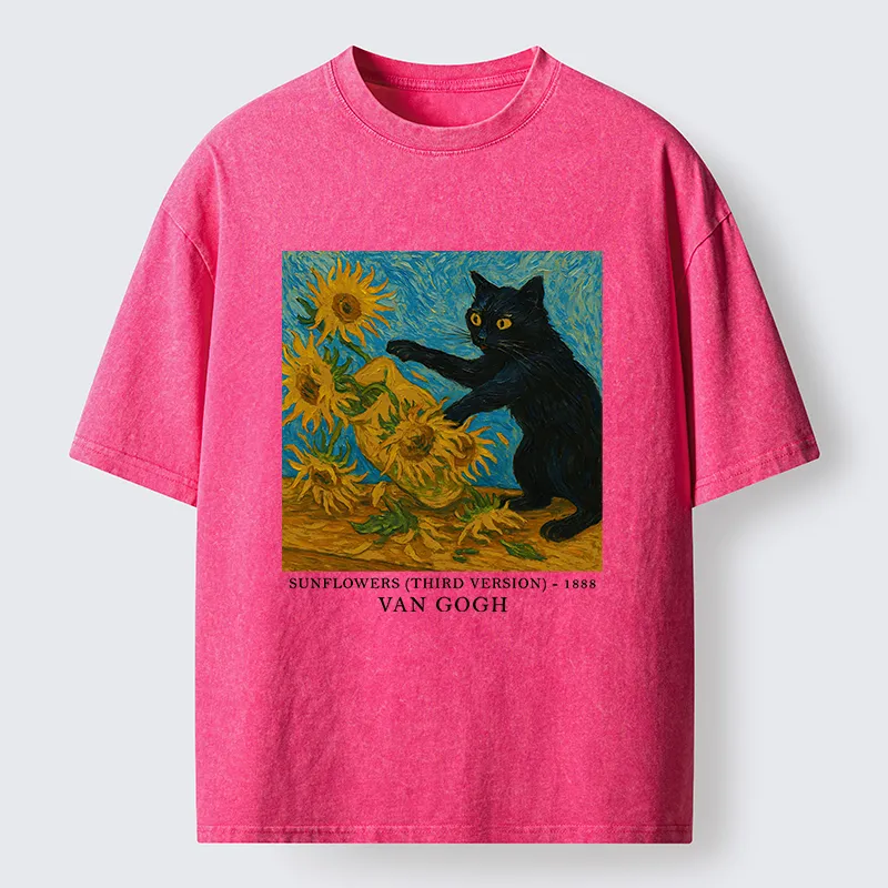Tokyo-Tiger Van Gogh's Black Cat Washed T-Shirt