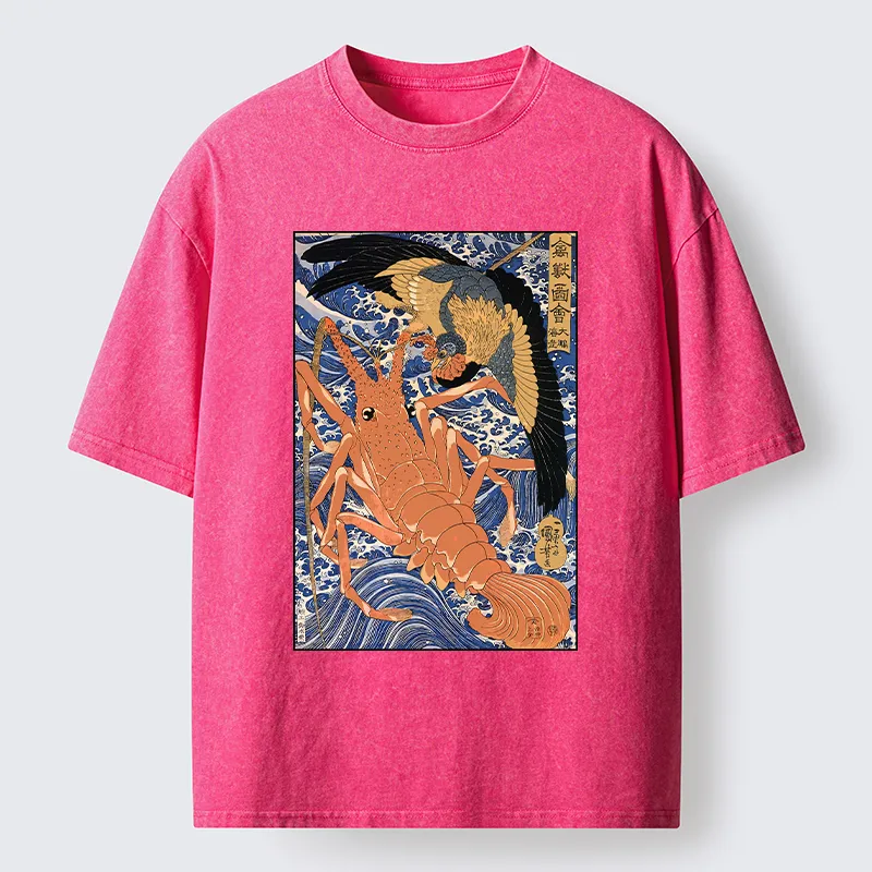 Tokyo-Tiger Ukiyo-e Lobster Washed T-Shirt