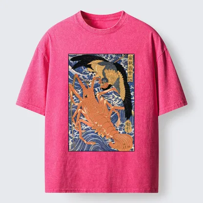 Tokyo-Tiger Ukiyo-e Lobster Washed T-Shirt