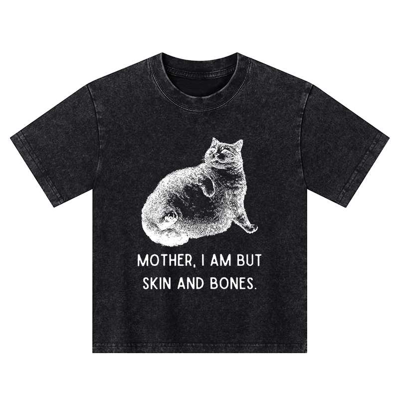 Tokyo-Tiger Skin & Bones Cat Kids Washed T-Shirt