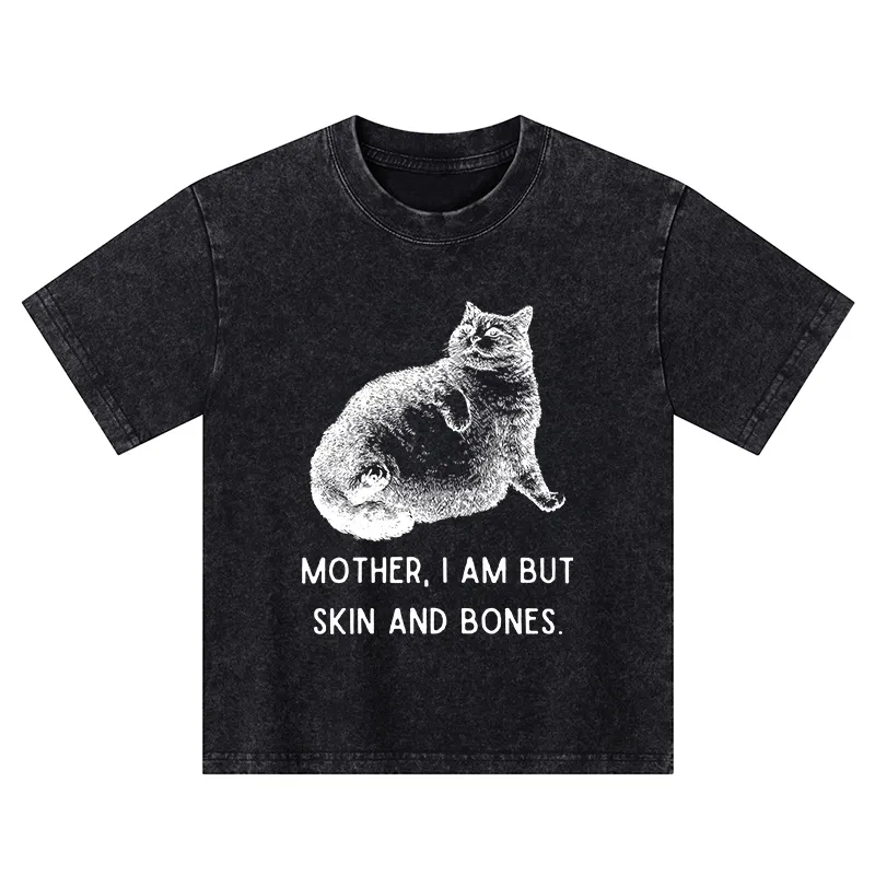 Tokyo-Tiger Skin & Bones Cat Kids Washed T-Shirt