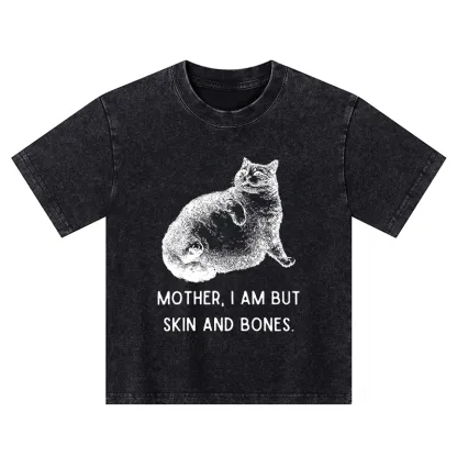 Tokyo-Tiger Skin & Bones Cat Kids Washed T-Shirt