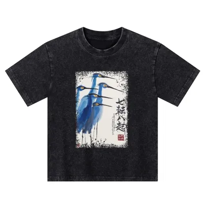 Tokyo-Tiger Wings That Never Yield Kids Washed T-Shirt