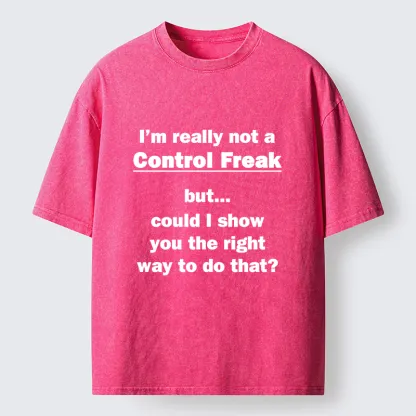 Tokyo-Tiger Control Freak Meme Washed T-Shirt