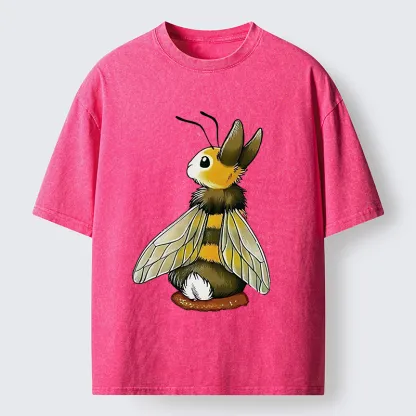 Tokyo-Tiger Bee Rabbit Funny Washed T-Shirt