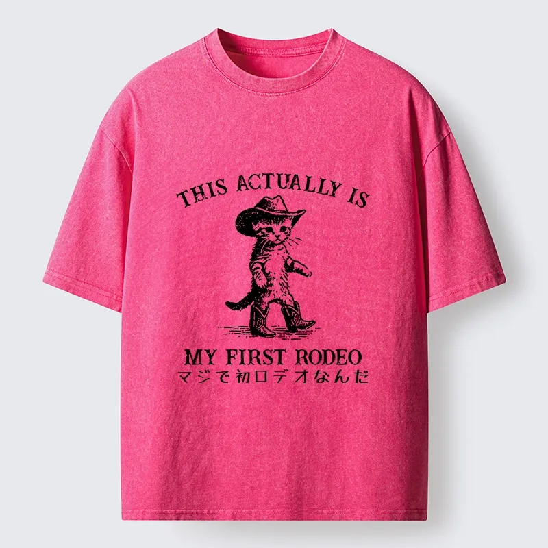 Tokyo-Tiger This Is My First Rodeo Cat Style Washed T-Shirt Sale