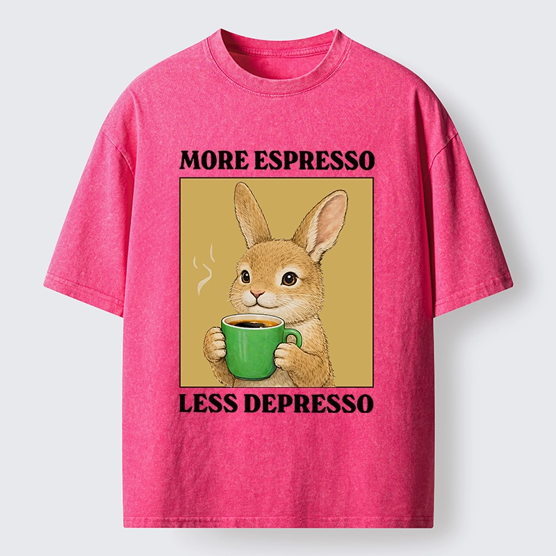 Tokyo-Tiger Rabbit Drink More Coffee Washed T-Shirt