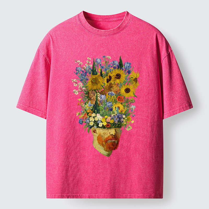 Tokyo-Tiger Van Gogh's Blooming Flowers Washed T-Shirt