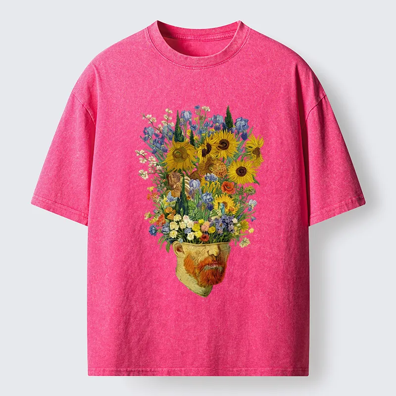 Tokyo-Tiger Van Gogh's Blooming Flowers Washed T-Shirt