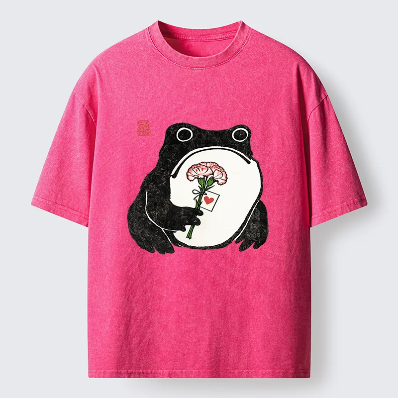 Tokyo-Tiger The Frog Holding A Carnation Washed T-Shirt