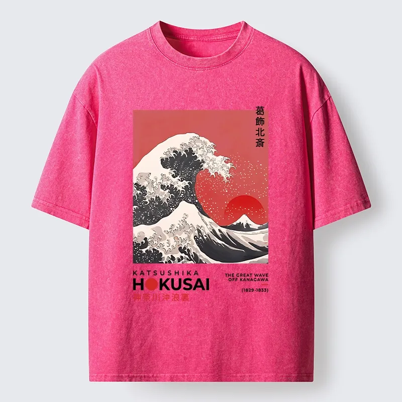 Tokyo-Tiger Mount Fuji Beneath the Wave Washed T-Shirt