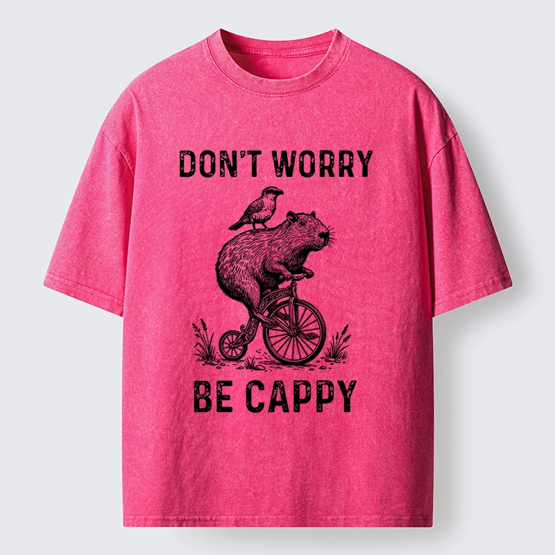 Tokyo-Tiger Happy Capybara on Wheels Washed T-Shirt