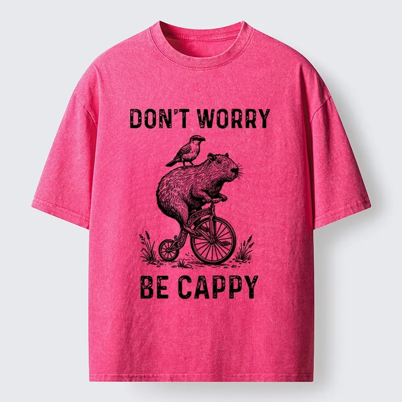 Tokyo-Tiger Happy Capybara on Wheels Washed T-Shirt