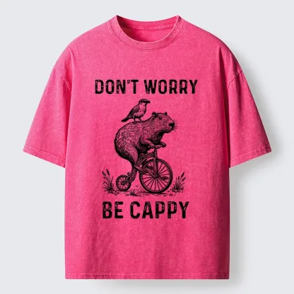 Tokyo-Tiger Happy Capybara on Wheels Washed T-Shirt