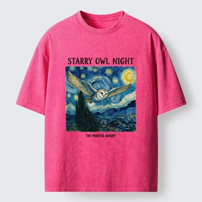 Tokyo-Tiger Owls In The Night Washed T-Shirt