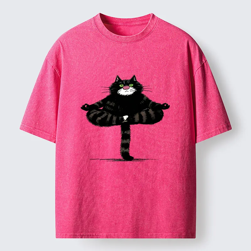 Tokyo-Tiger Cats Use Their Tails For Support Washed T-Shirt