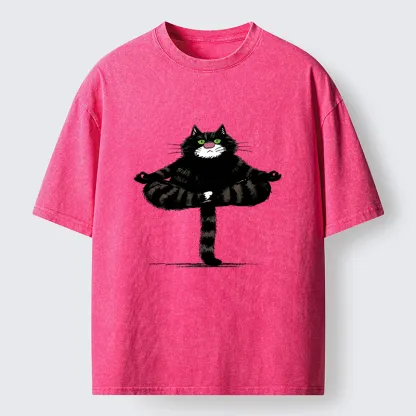 Tokyo-Tiger Cats Use Their Tails For Support Washed T-Shirt