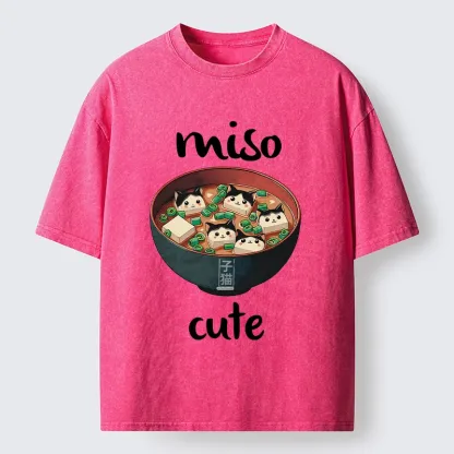 Tokyo-Tiger Cats In A Bowl Of Miso Washed T-Shirt