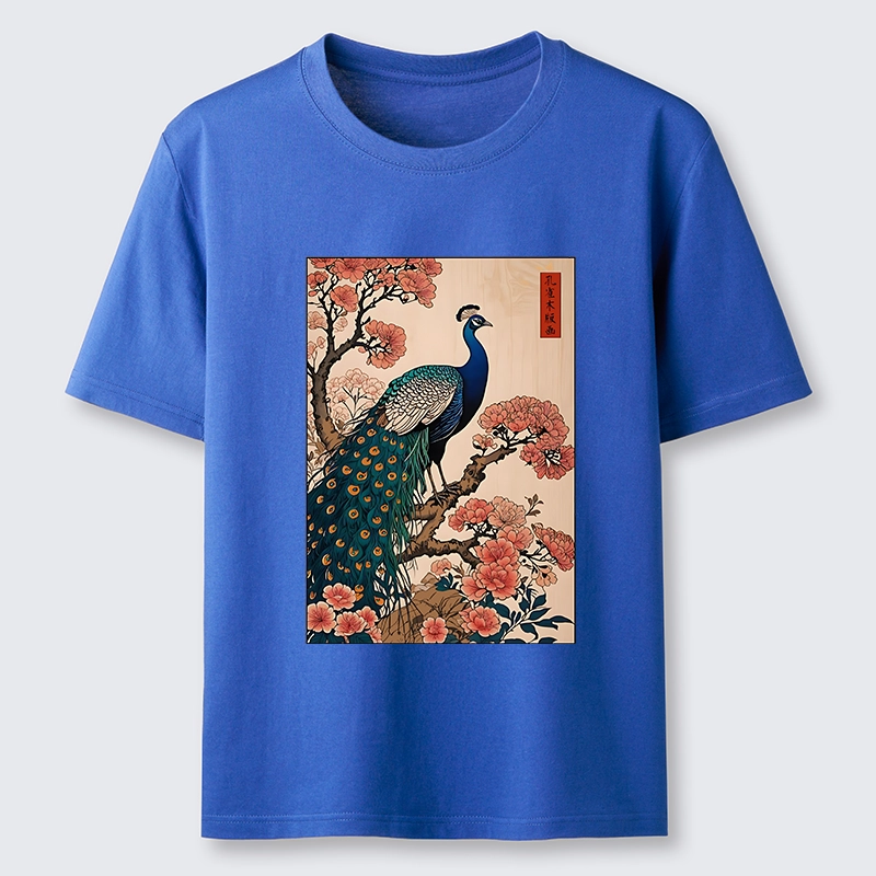 Tokyo-Tiger Vintage Peacock Ukiyoe Print Classic T-Shirt